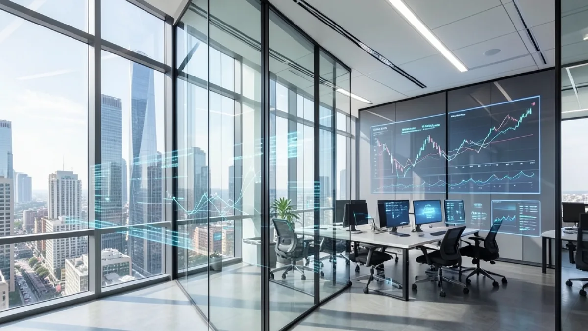 Accenture hisse senedi düşüşü ve yapay zeka dönüşümü temalı editoryal finans illüstrasyonu