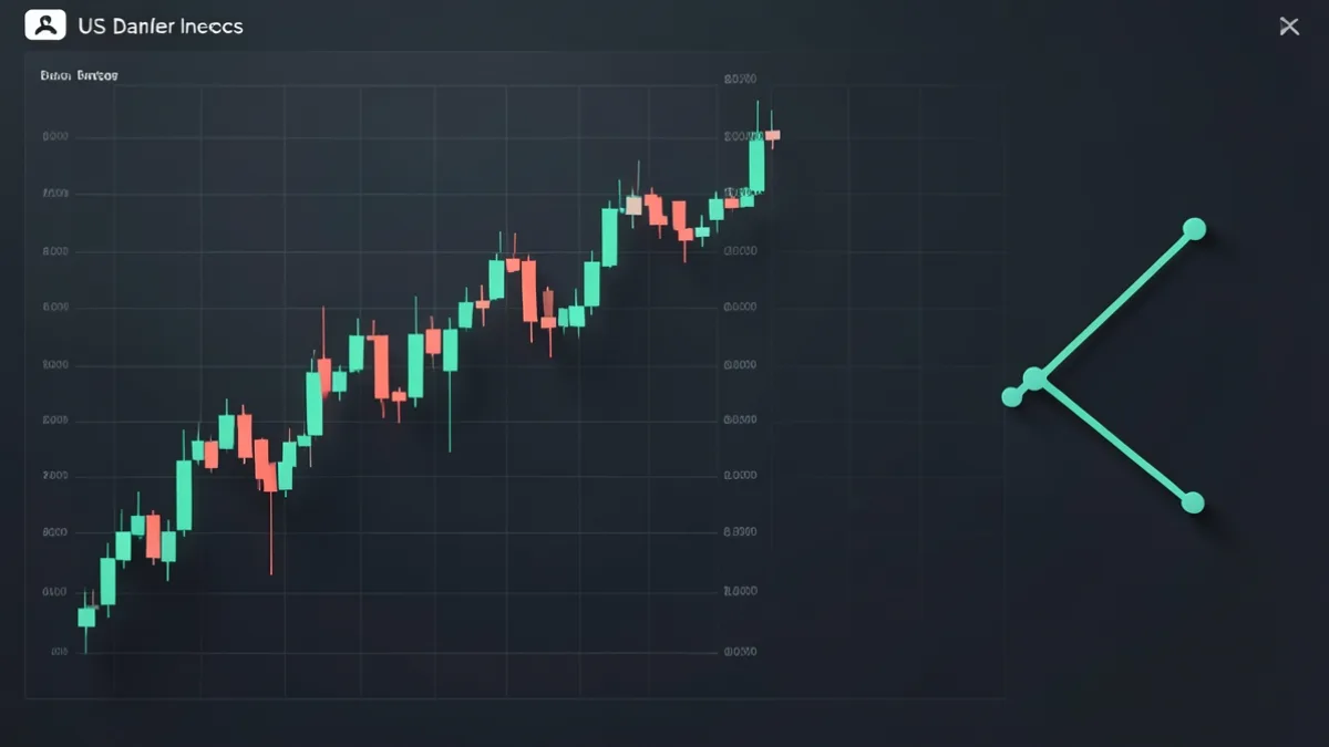 Yükselen dolar endeksi grafiği ile ayrı ve sınırlı bir gerileme izleyen Bitcoin fiyat çizgisini gösteren editoryal illüstrasyon