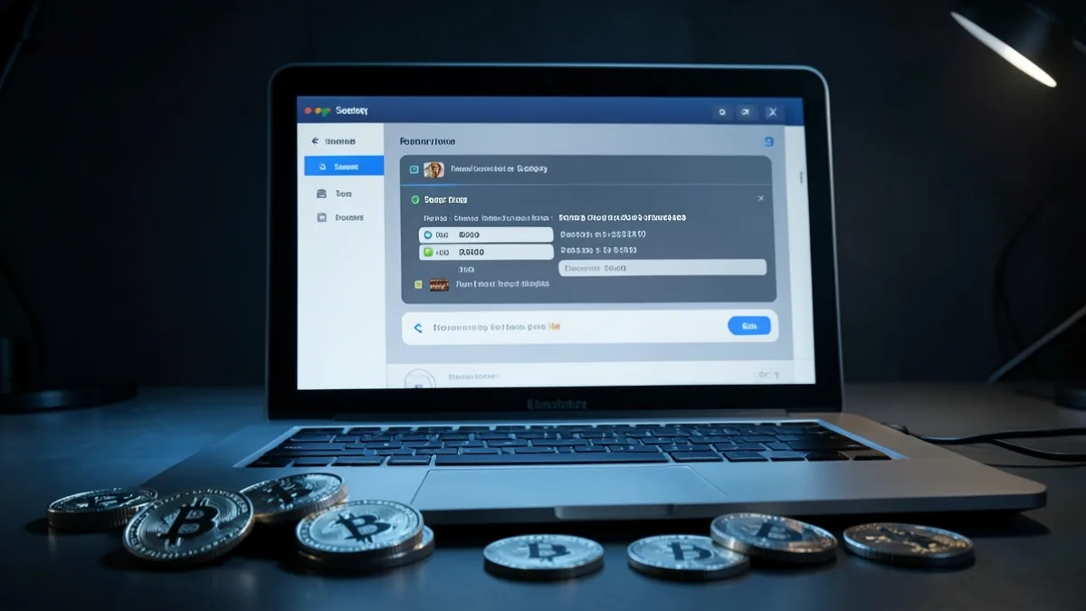 Bekleyen bir Bitcoin işleminin sahte işlemle değiştirildiğini gösteren cüzdan arayüzü illüstrasyonu.