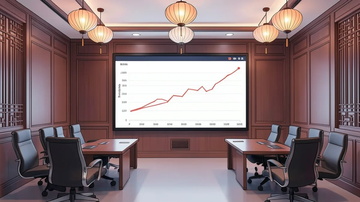 Eylül ayı Çin enflasyon ve üretici fiyat verilerini gösteren grafiklerle dolu bir veri açıklama salonu.