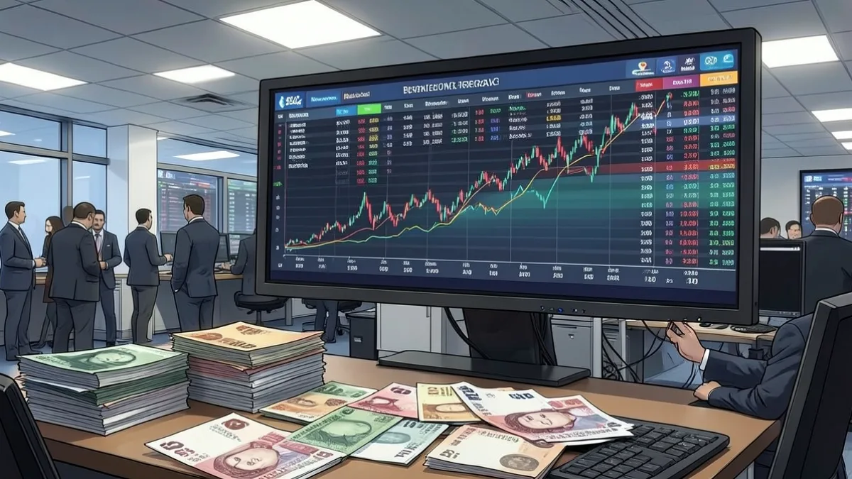 Pay geri alım işlemlerini gösteren borsa ekranı ve hisse senedi belgeleri