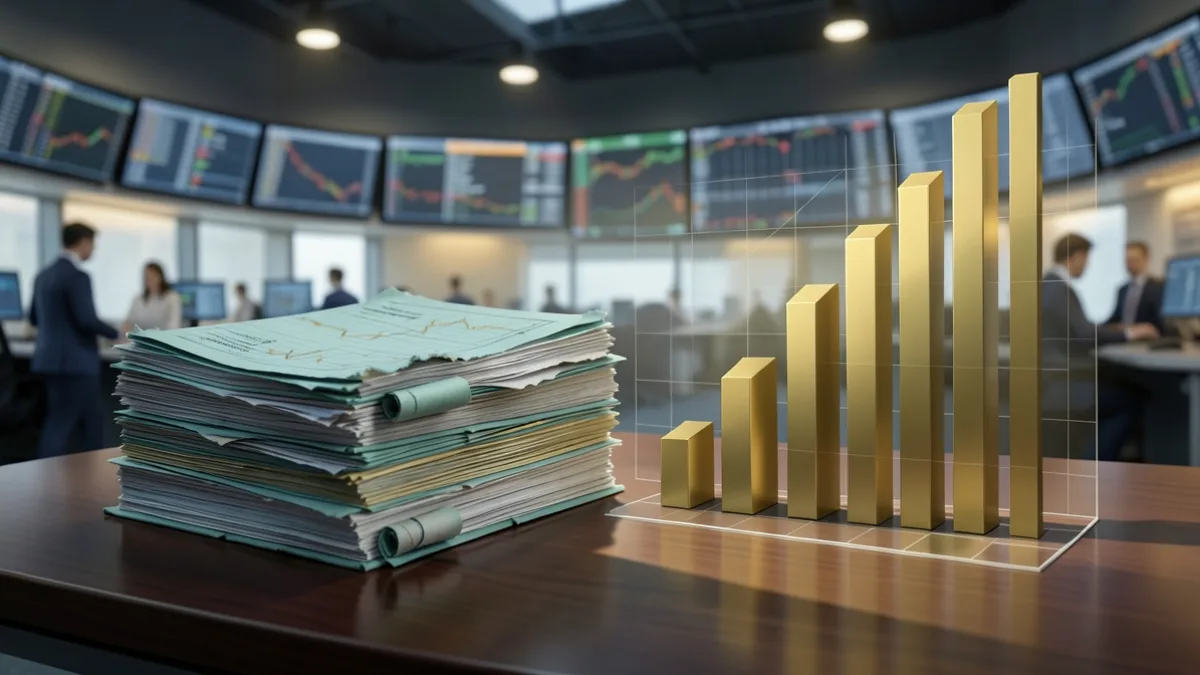 Sermaye artırımını simgeleyen yükselen grafik ve finansal belgeler görseli